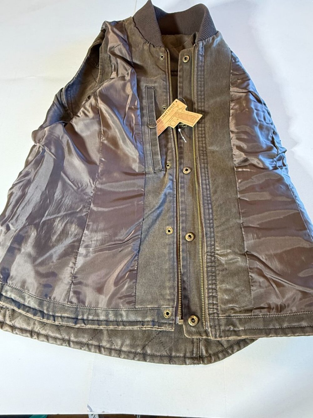 Cripple Creek Brown Zip Enzyme Washed Cotton Concealed Carry Vest Womens M, NWT! - Picture 3 of 3